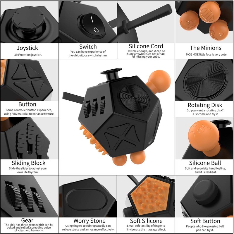 ATIC 12 Sided Fidget Cube, Fidget Twiddle Cube Dodecagon Stress
