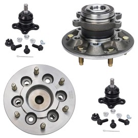 Detroit Axle - RWD Front Wheel Hub & Bearing Assembly + Upper Suspension Ball Joint Replacement for 2009-2012 GMC Canyon Chevy Colorado (ABS Model) - 4pc Set