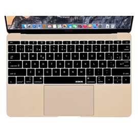 XSKN Spanish Letters Silicone Keyboard Skin Cover for MacBook 12" with Retina Display (Model A1534) 2015 Version MacBook Pro 13" A1708 US Layout (Black)