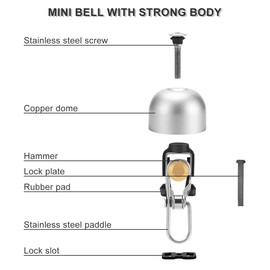 Rock BROS Bike Bell Classic Bicycle Bell for Bike Ring Bell with Loud Sound Bells for Road Mountain Bike Handlebars Adults Silver