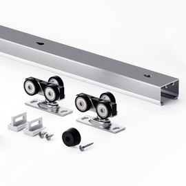 EaseLife 4FT/48in Sliding Pocket Door Hardware Kit,Commercial Grade,Aluminum Box Rail Kit,Slide Smoothly Quietly,Easy Install,No Door (44.5in Track Kit for 23"~24" Wide Single Door)