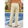 PASLTER Men's Cotton Linen Pants Elastic Waist Drawstring Casual Trouser