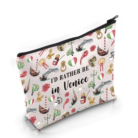 VAMSII Venice Lover Gift I’d Rather Be in Venice Makeup Bag Welcome to Italy Cosmetic Bag Venice Merch (Rather Be in Venice M)
