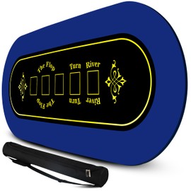 Feltectors Texas Holdem Poker Table Top Mat 73 x 31.5 Inches with Carrying Bag Non-Slip exas Hold'em Poker Mat for Home Game Nights Up to 10 Players, Blackjack, Casino Poker Topper for Tables