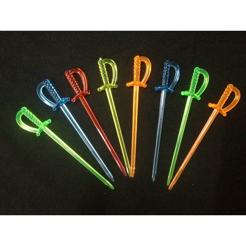 3.35 Inch Plastic Sword Picks Food Toothpicks Fruit Fork Cocktail