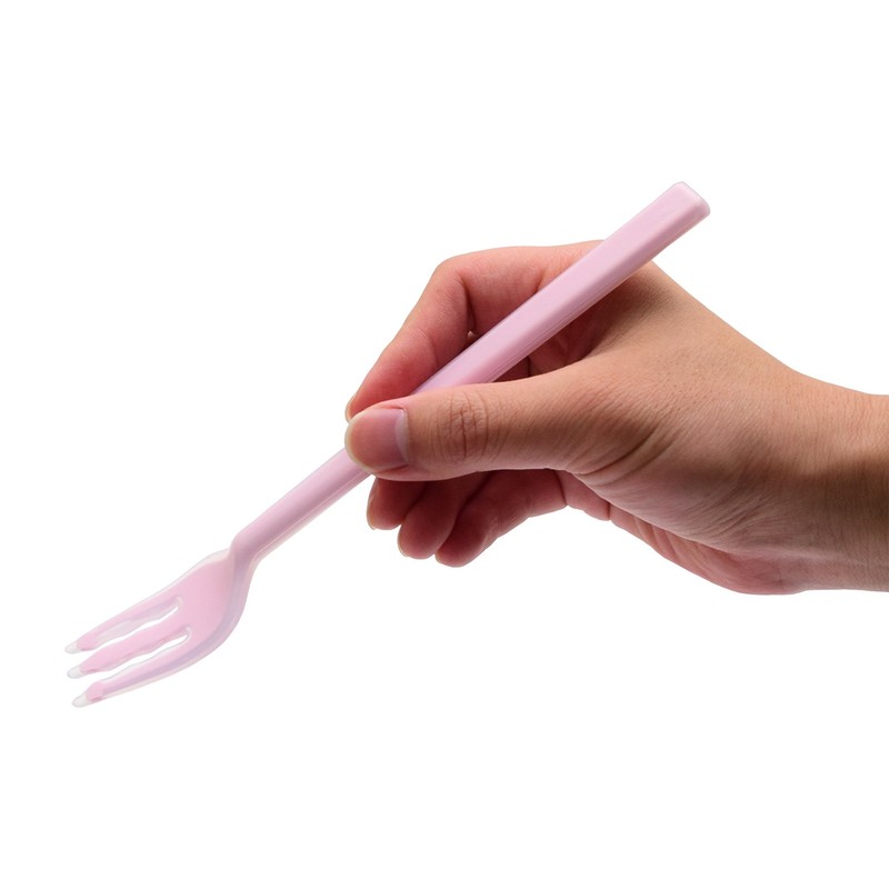 岡部洋食器 口あたりやさしいフォーク 一体型・大 ピンク KU-12P