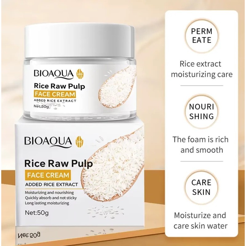 Bioaqua Crema Facial Extracto De Arroz Aclarante Hidrata 50g