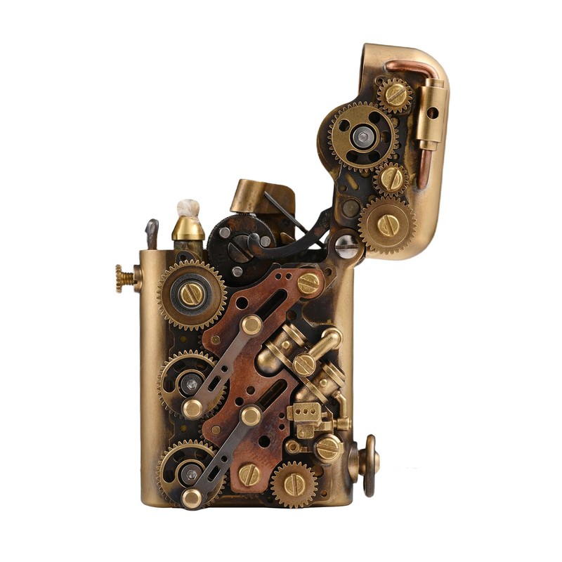 Steampunk Brass Vintage Classic Kerosene Lighter, Automatic Ignition, with Safety