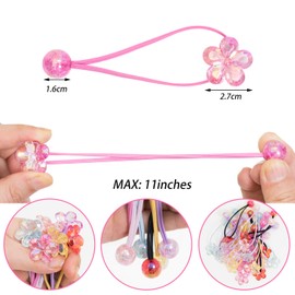 24PCS Ball Charm Hair Ties for Little Girls, Camellia Bubble Ponytail Holders Elastic Bands Hair Accessories for Kids Children Girls(6 Colors)