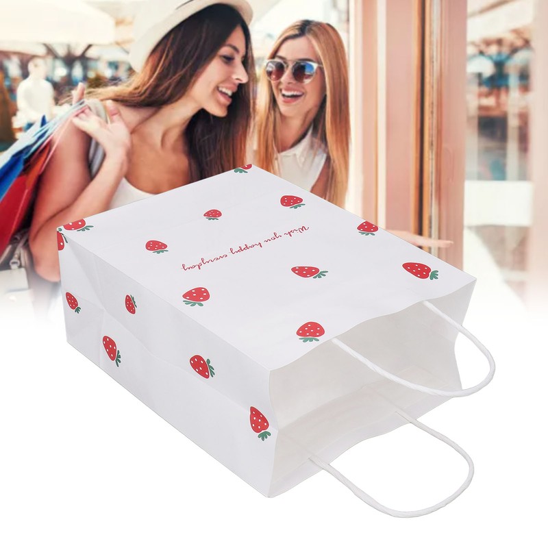 10Pcs Gift Bags Medium Size Reusable Odorless Strawberry Pattern Widely
