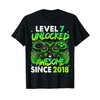 Level 7 Unlocked Awesome Since 2018 7th Birthday Gaming T-Shirt