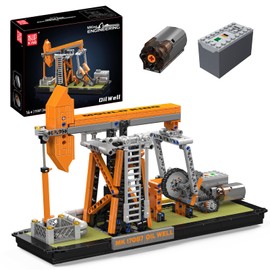 Mould King 17087 Engineering Oilfield Model Building Sets, Nodding Donkey Pumpjack Oil Derrick Model Kit That Work, with Battery and Motor, Home Decor Desktop Decoration for Adult Boy(840 Pieces)