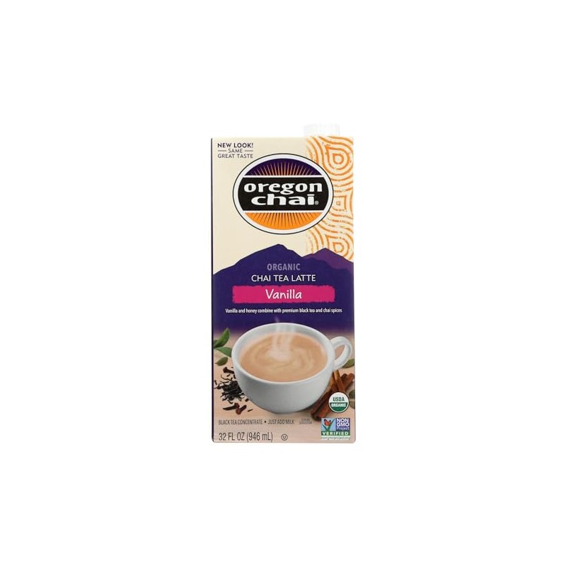 Oregon Chai Organic Vanilla Chai Tea Lattte Concentrate, 32 Ounce