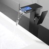 Black Bathroom Vessel Faucet Led Light 3 Color Changing Waterfall