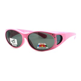 Polarized Lens Fit Over Glasses Sunglasses Womens Oval Frame Rhinestones (pink, black)