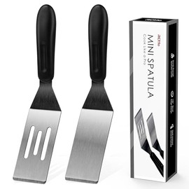 Pequeña espátula profesional mini para servir, juego de 2 piezas de espátulas de acero inoxidable, volteador para cortar y servir para la cocina, volt