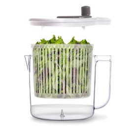 BINO | Salad Spinner - 2.6 Qt | Small Manual Lettuce Spinner with Built-in Draining System | Salad Spinner, Colander, and Water Pitcher in One | Fruit & Vegetable Basket Colander | Kitchen Gadgets