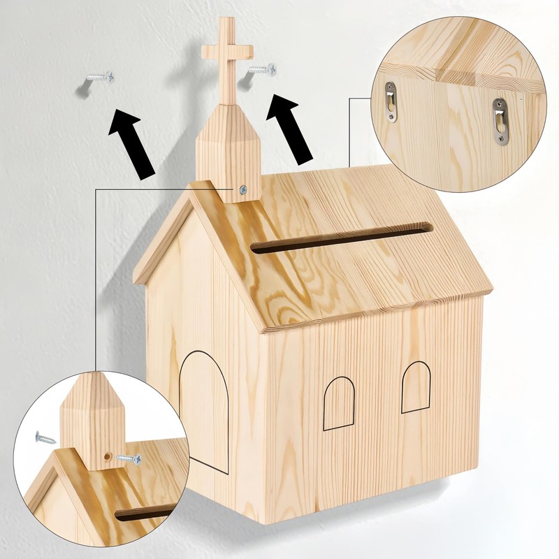 Dmnnlp Offering Boxes for Church, Cross Prayer Request Box with