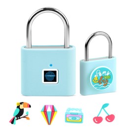 UMIKSMART Biometric Fingerprint Padlock, Keyless Smart Lock with USB Rechargeable Battery, Waterproof for Toolbox, Cabinet, Luggage, Fence, Fun Blue Set