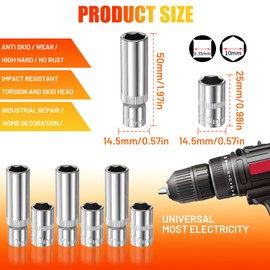 Bettinay 6 PCS 10mm Socket, 1/4-Inch Drive Deep and Shallow Impact Socket Set, 6 Point Design