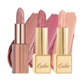 Oulac Pink Metallic Shine Lipstick Set - Lip Set for Women, Nude Lip Color Kit, Creamy Formula, Full Coverage, Hydrating & Smooth, Infused with Shea Butter, Vegan, Clean Beauty B603(603+GM04+GM06)