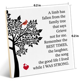 Sympathy Gift for Women Men Remembrance Wooden Sign Memorial a Limb Has Fallen Wood Signs Plaque Keepsake Desk Wall Home Decor 6.2 X 6.2 Inches
