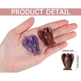 GUJOXILA Strawberry Rose Quartz Crystal Angel Healing Crystals Gifts Guardian Angel Gifts for Women Angels Ornament Reiki Grief Pocket Cute Small Angel Gift 1.5”