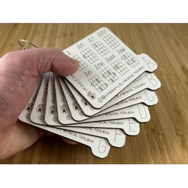 Ukulele 56 Chord Chart Guide Keychain, A-G Major, Minor, 7th, 6th, Sus4 and Dim Chords, Right Handed, Durable Fibreboard throw in your Uke Bag