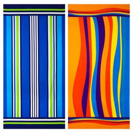 Genovega 2 Packs Oversized Terry Beach Towel 36 x 72 in Soft Extra Large Long Pool Swim Towels Clearance XL Big Travel Blanket Must Haves Vacation Essentials for Adult Orange Stripes