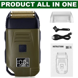 Blade SALES Electric Men's Twin Blade Shavers Trimmer Razor Hair Beard Shaving Machine - Army Green Beard Shaver