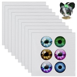 BENECREAT 10Pcs 11.8x11.8inch White Fursuit Eye Mesh, 0.45mm Thick PVC Printable Net Waterproof Printable Mesh for Furries Cosplay, Props, Fursuits, Craft Making, Hole: 0.8mm