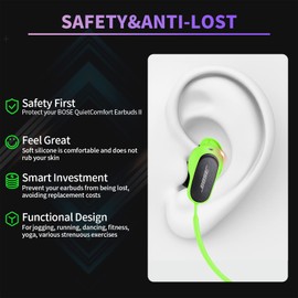 WOFRO Anti-Lost Strap for Bose QuietComfort Earbuds II& New Bose QuietComfort Ultra (2023), Sports Soft Silicone Lanyard Accessories Compatible with New Bose QC Earbuds 3 Neck Rope Cord(Green