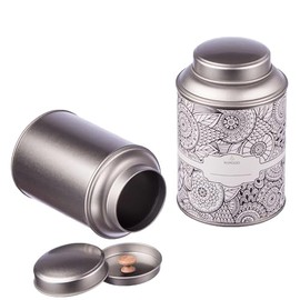 Rimoco Tea cans for loose tea with extra aroma lid including Labels, stackable, height: approximately 13.9 cm; diameter approximately 8.7 cm (for approximately 100 g-150 g tea). Material: Tinplate, BPA-free and food-safe.