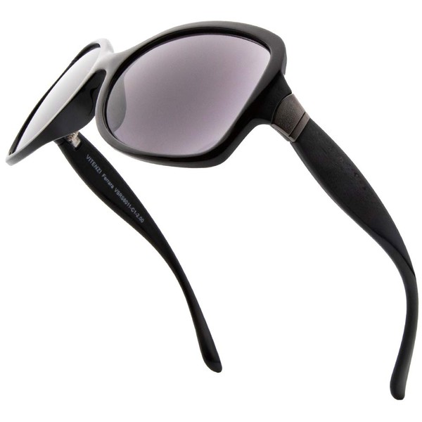 VITENZI Full Reader Sunglasses for Women, Oversized Reading Sunglasses with Built In Full Readers, Ferrara in Black 2.00