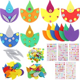 DoubleFill 24 Set Diwali Craft Kits DIY Diwali Diya Foam Stickers Make Your Own Wishes Lacing Craft with Gem Stickers for Festival of Lights Deepavali Indian Hindu Party Supplies