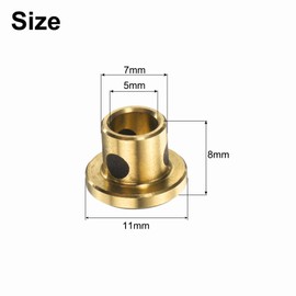 sourcing map 4pcs Flange Sleeve Bearings 5mm Bore x 7mm OD x 8mm Height, Wrapped Oilless Flange Bushings Brass Graphite, Oilless Lubricating Cast Brass Bushing