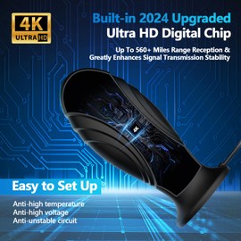 TV Antenna - Digital TV Antenna Indoor for Local Channels,Smart Televisions, Long Range Reception HD Antenna for Televisions 4k 1080P Channels-18ft Long Cables