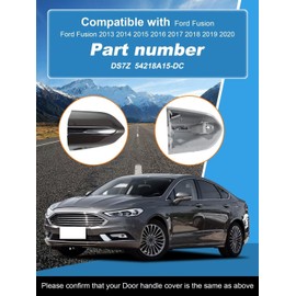 Car Front Left Exterior door handle lock cover fits for Ford Fusion 2013 2014 2015 2016 2017 2018 2019 2020 DS7Z 54218A15-DC Door Handle Lock Bezel Cover cap Elegant White with bright stripes