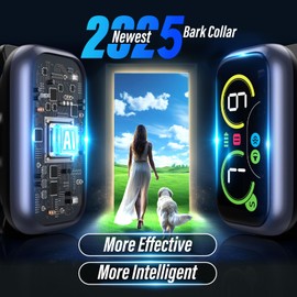 Bark Collar for Large Dog, Smart Anti-Barking Collar, 4-in-1 Automatic No Barking Collar with Adjustable Beep Vibration Correction Modes, Dog Bark Collars for Medium Small Dogs IP67 Waterproof, Black