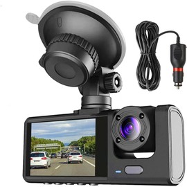 Dual Lens Dash Camera for Car, 1080P Dash Cam Front and Inside Car Security Camera, Night Vision, G-Sensor, Simultaneous Video Recording with Audio Dashboard Camera
