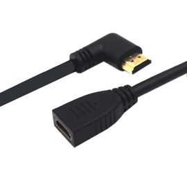 Kework 2ft HDMI 4K Extension Cable, 90 Degree Right Angle HDMI Male to HDMI Female Extender Adapter Cable, HDMI 2.0 High Speed Shield Cord, 4K@60HZ (Right AM to FM)
