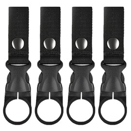 Gecko Travel Tech Clip-On Water Bottle Holder - Pack of 4, Ideal for Hiking & Outdoor Activities, Universal Fit All Bottle Sizes & Types, Durable & Lightweight Design in Black (4 Pack - Black)