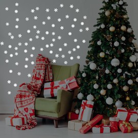 Christmas Snowflake Stickers, 50Pcs White X-mas Glow in The Dark Snowflake Wall Decorations 3D Christmas Snowflake Indoor Decor for Window Room DIY Crafts A3YGXH (White)