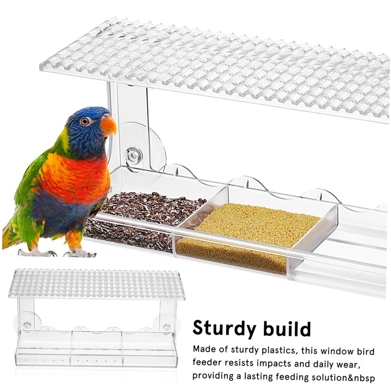 Abaodam Window Bird Feeder with Suction Cups Clear Outdoor Bird