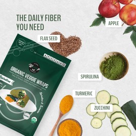 WrawP Organic Veggie Wrap - Spirulina (1PACK) Gluten Free, Plant-Based