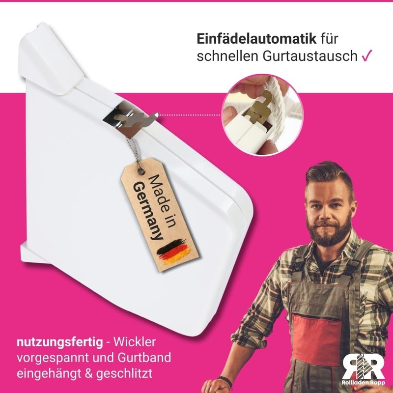 Rollra Surface-Mounted Roller Shutter Winder Including Caps and Belt 14