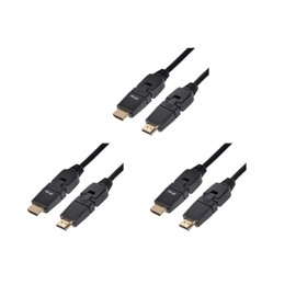 TPFNet 3 Pack 1.5 m HDMI Cable 2.0 Angled (Gold-Plated Connectors and Metal Shielding) High Speed Ethernet, 4K, UHD, ARC, Black