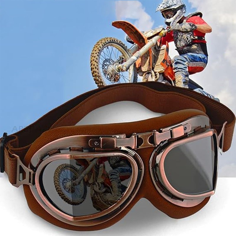fufupaw Motorcycle Goggles Retro Motorcycle Goggles Windproof Aviator Goggles Windproof