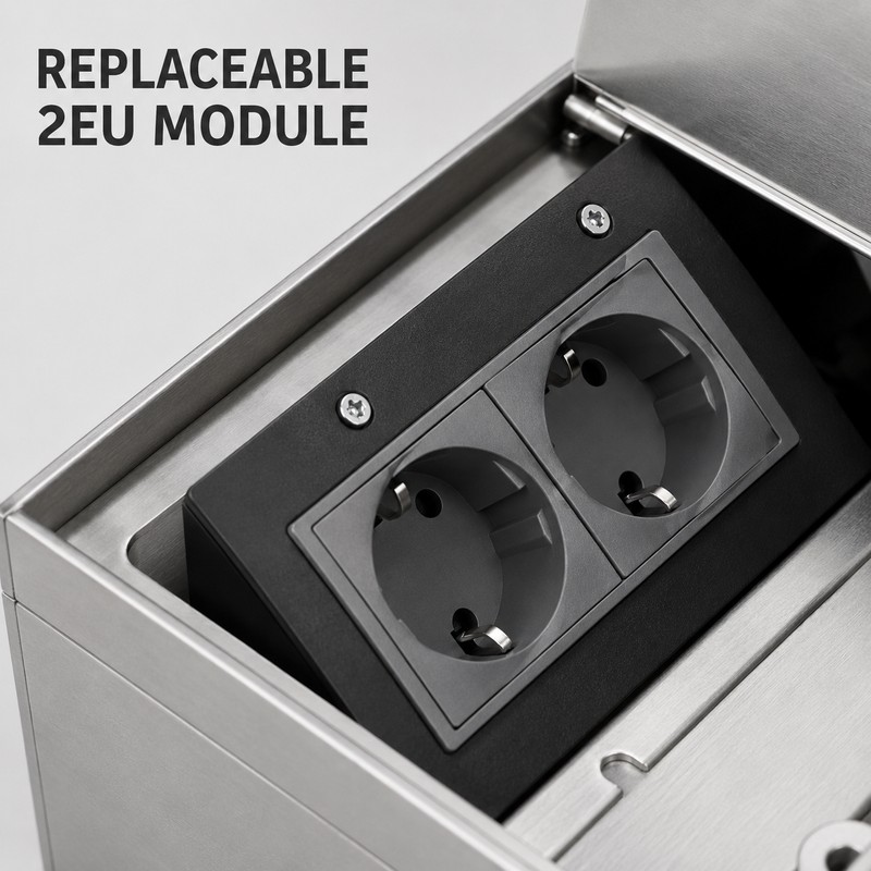 Square Metal Hidden Floor Socket Box with Multiple Outlet Configurations