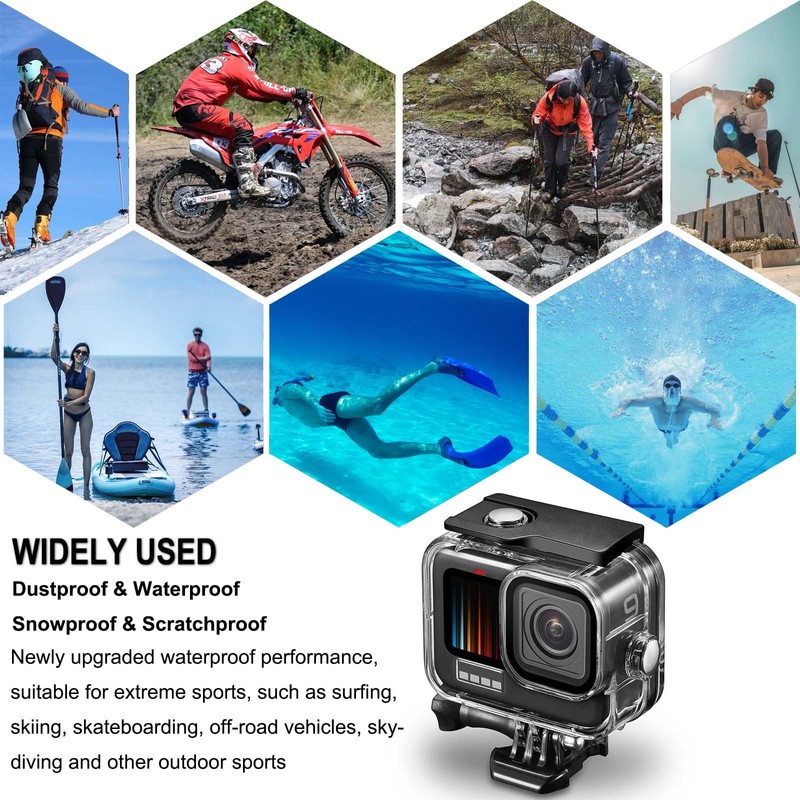 BO&DQQ 196FT/60M Waterproof Case Compatible with Go Pro Hero 13/12/11/10/9